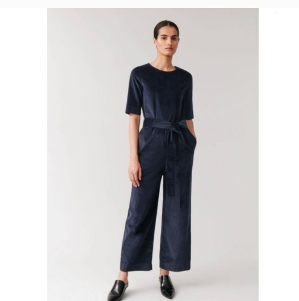 COS Navy Short-Sleeve Jumpsuit
